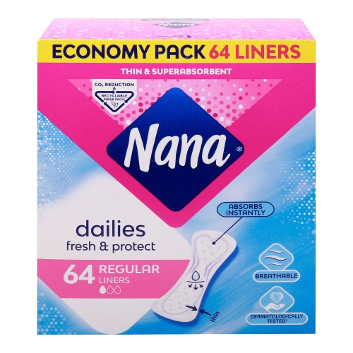 حفاظات نسائية نانا يومي عادي 64 حبة